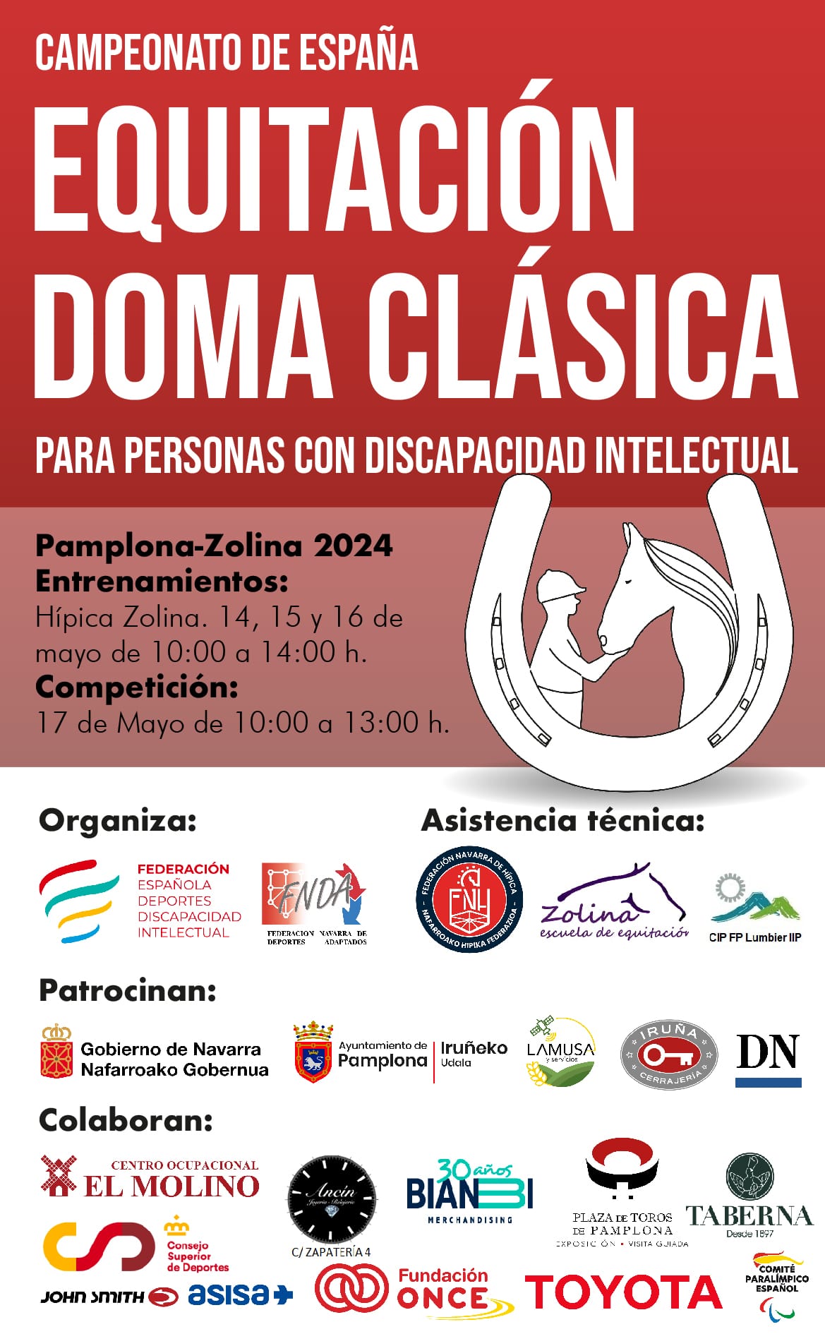 Ma&ntilde;ana arranca el Campeonato de Espa&ntilde;a de Doma Cl&aacute;sica para personas con discapacidad intelectual (14-17 mayo, Zolina)